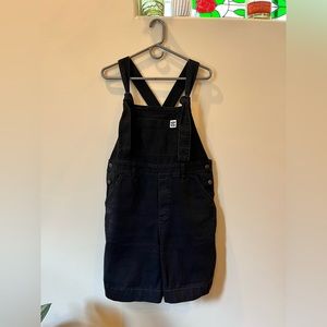 Lucy & Yak Washed Black Cotton Short Overalls